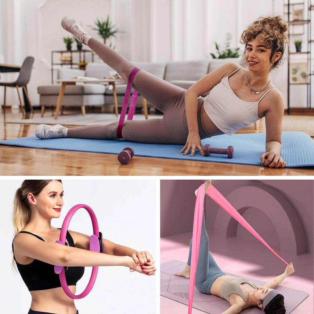 13PCS Pilates & Yoga Equipment Set Purple/Pink Professional Training Combo Core Strengthening Flexibility Enhancing | Home Workouts, Yoga Sets For Pilates at Home Equipment Pilates with Yoga Ball, Resistance Bands, Anti-Slip Pilates Socks, and Accessory B