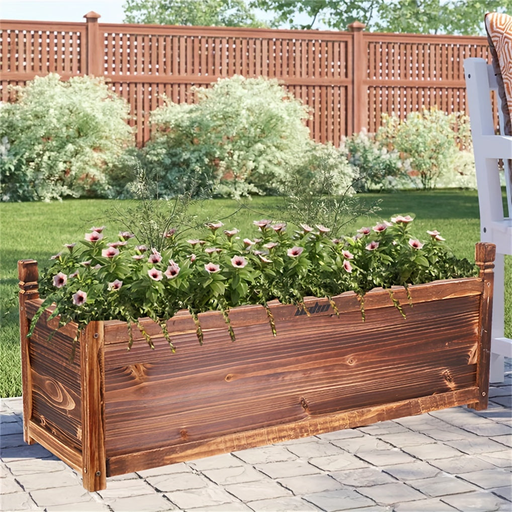 Raised Garden Planter Box Made of Wood for Flowers And Vegetables, Suitable for Indoor And Outdoor Use