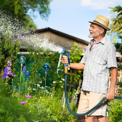30.48meter Garden Hose with 10-Function High-Pressure Spray Nozzle, 3/4 Solid Brass Fittings, Leakproof Design, Durable Rubber Material, Perfect for Cleaning, Forestry, And Gardening, 15.24/30.48meter Choosable