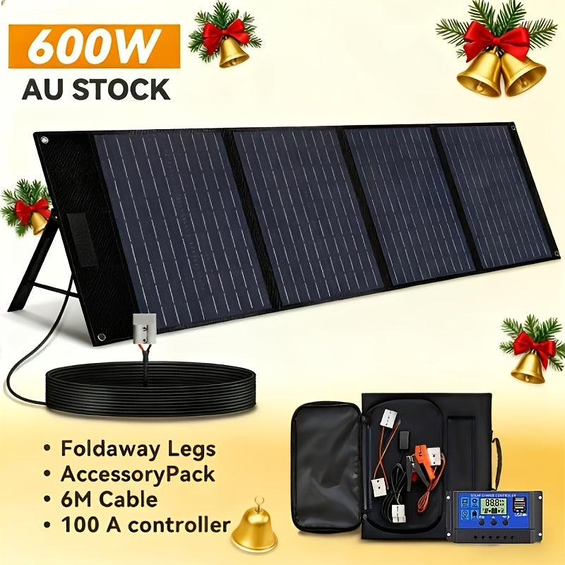 600W/350W/200W Solar Panel Portable Foldable Solar Panel Kit, 12V High-efficiency Monocrystalline Solar Panel, Suitable for Camping, Travel, Ships, Rooftops, Batteries And Other Off-grid Applications