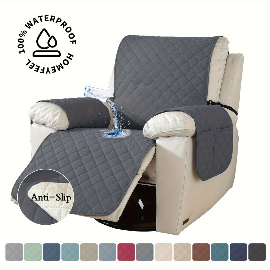 1pc 100% High Quality Recliner Covers, Loveseat Cover, Recliner Sofa Cover, Non-Slip Chair Cover, Furniture Protector, Washable Slipcover with Pockets, Elastic Straps, Easy-Clean Sofa Slipcover for Bedroom, Office, Living Room, Pet-Friendly, Home Decor