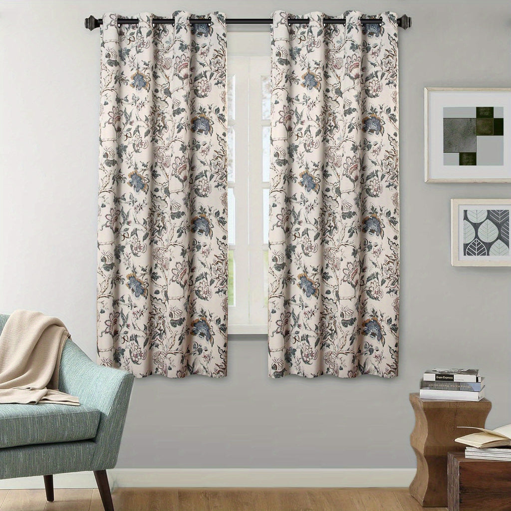Blackout Curtains for Bedroom/Living Room Printed Pattern Blackout Curtain Draperies, Classic Eyelet Modern Decoration