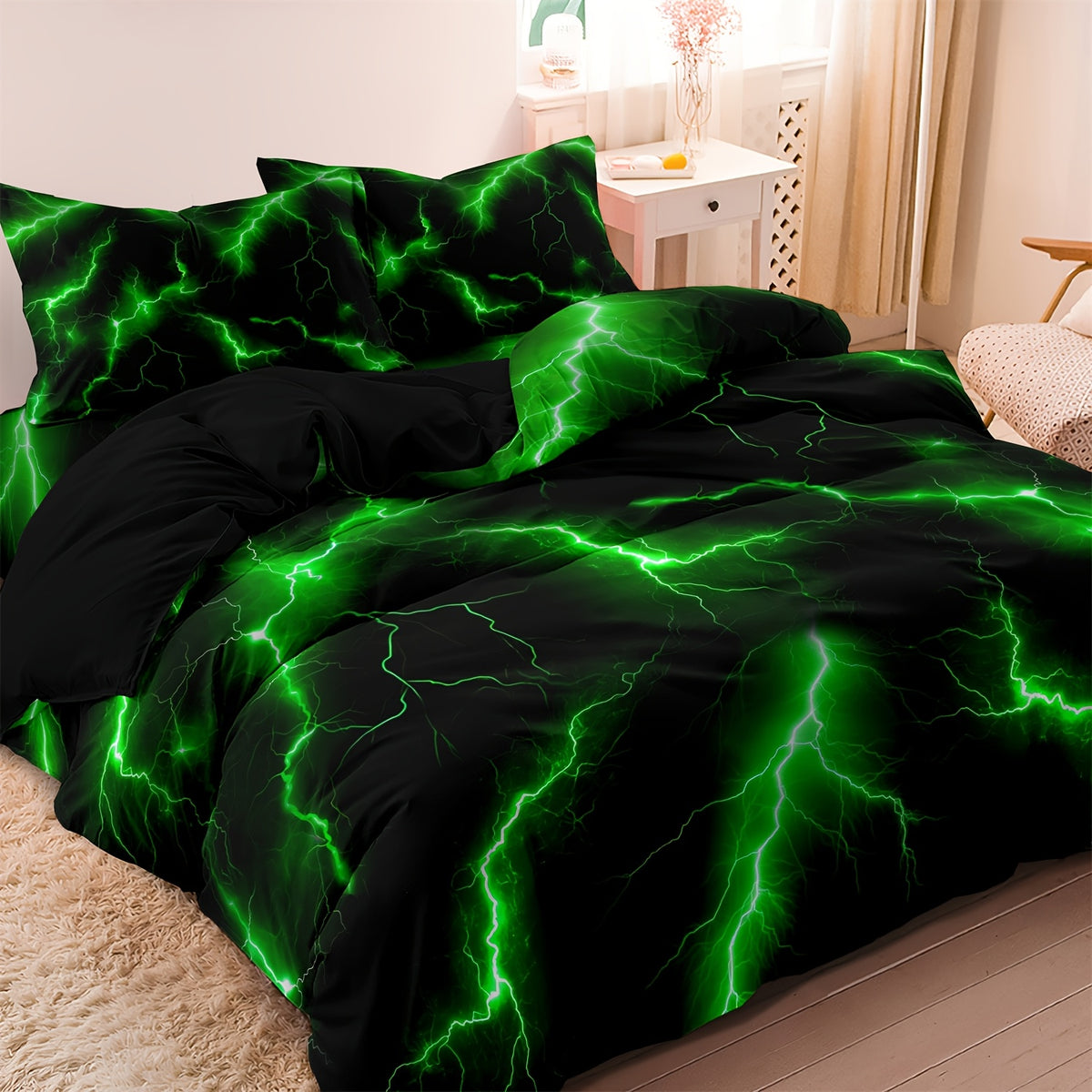 Lightning Theme Duvet Cover Set – 3pcs, for Home & Guest Rooms – additional product view 22