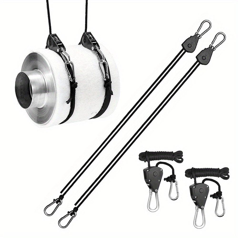 4/8pcs Heavy Duty Adjustable Rope Hanger Pulley Rope Metal Internal Gears for Tent Hanging Sun Shade Tie Strap, Adjustable Grow Light Hangers