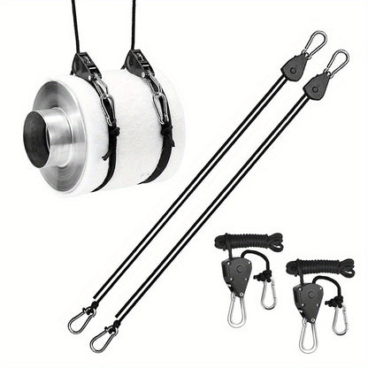 4/8pcs Heavy Duty Adjustable Rope Hanger Pulley Rope Metal Internal Gears for Tent Hanging Sun Shade Tie Strap, Adjustable Grow Light Hangers