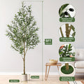 182.88cm Artificial Olive Tree Faux Silk Plant, Indoor Fake Olive Tree with Natural Wood Trunk & Lifelike Fruits, Perfect for Modern Home Office and Living Room Floor Decor, 182.88cm