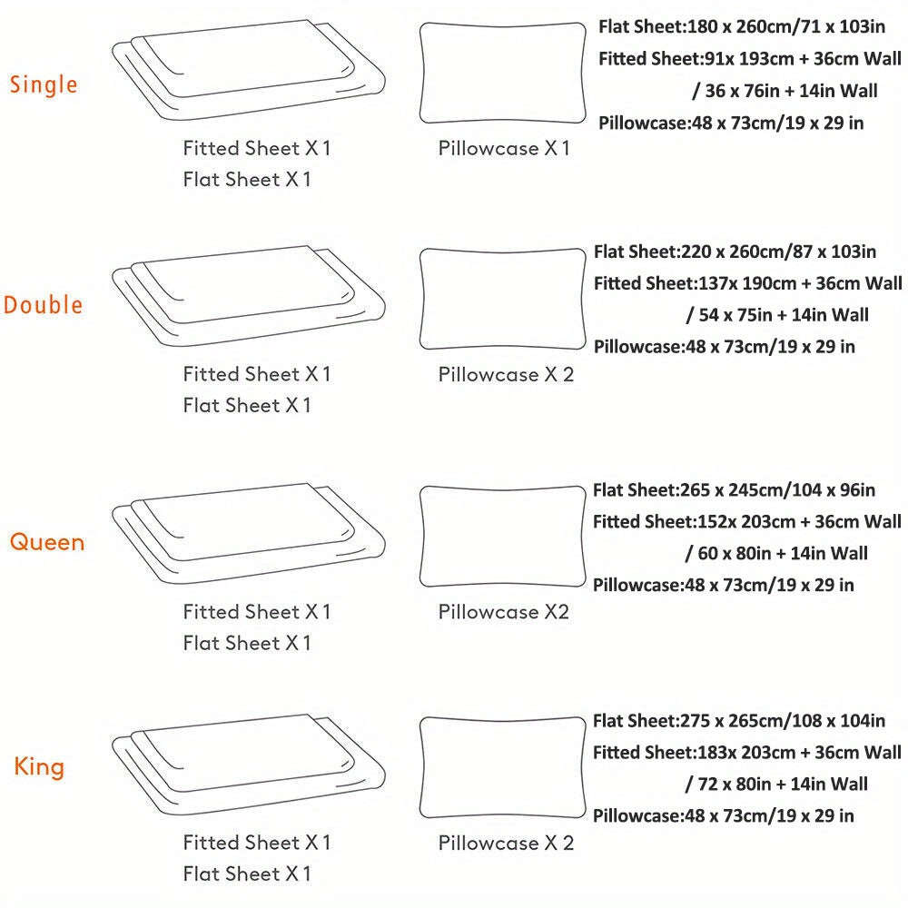 2200TC 3/4pcs Sheet Set - Breathable & Soft Flat Sheet, Children Fitted Sheet And Pillow Cases, Fresh And Smooth Sheet Set, Sheets Sets Queen Size Luxury Sheets Deep Pocket Up To 40.64cm, Room Decoration Bedding Sheets