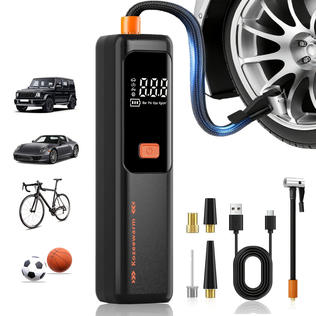 Portable Air Compressor for Inflating Car Tires, Suitable for Bicycles, Motorcycles, And Various Balls, Includes a Tire Pressure Gauge And Is a Useful Car Accessory