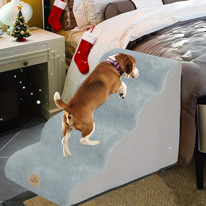 1pc 4-Step Dog Stair Ramp Slope Dog Step Stable Thick Foam Stair For High Bed Sofa Couch Place Removable Cover