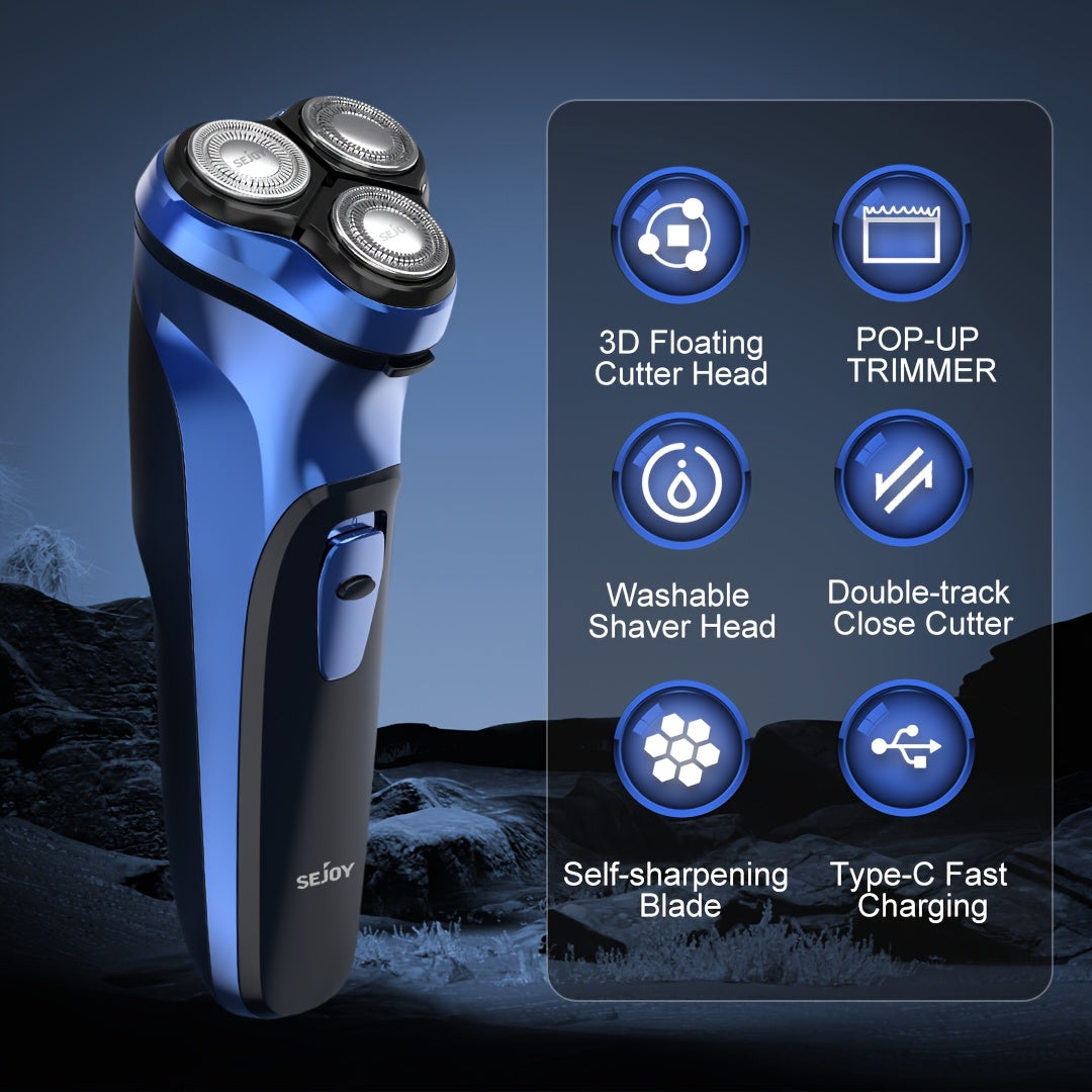 Electric Razor for Men, Electric Shaver for Men Face, Wet Dry Rechargeable Shaver with Pop Up Trimmer