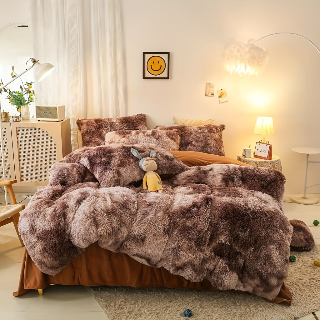 Seasonal Personalized Gifts/Soft And Fluffy Plush Duvet Cover Bed Cover Queen King Size Bed Pillowcase Milk Velvet Relief/1 X Duvet Cover And 2 X Pillowcases