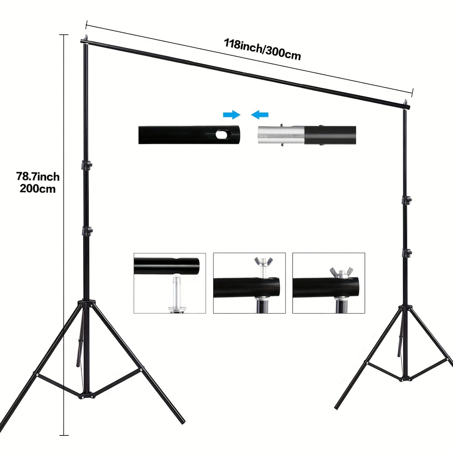 1 Piece 7X10 Ft/2x3M Heavy Duty Photography Studio Backdrop Stand Kit - Sturdy Matte Metal Frame, Adjustable Metal Photography Backdrop Stand With 4 Clips, Durable Support System For Portrait, Party And Video Studio - With Curtain (Green)
