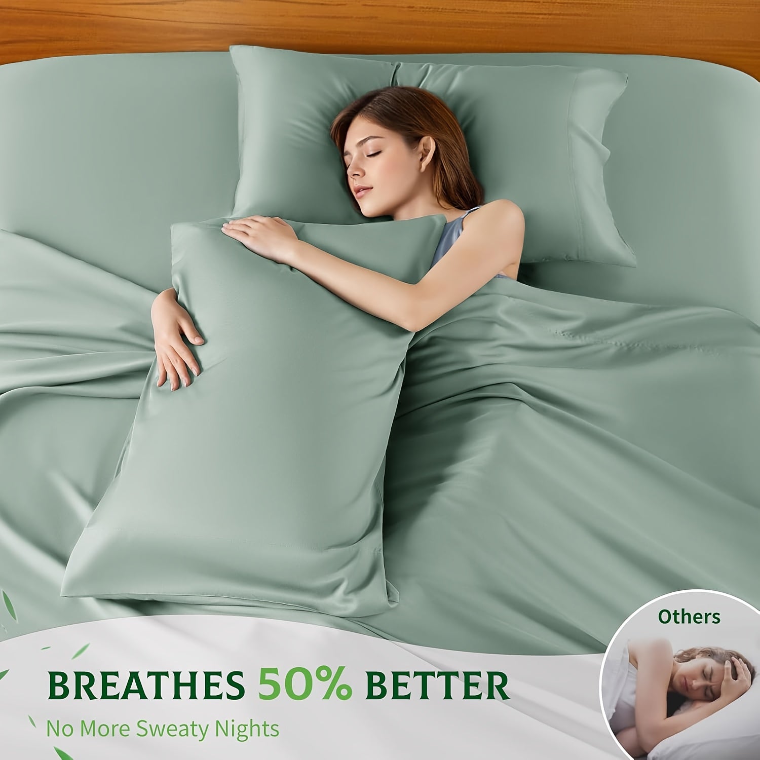 Bamboo Bed Sheets Set- Queen Size, Cooling Sheets And Pillowcases, Deep Pockets, Comfy Breathable & Cooling Fitted Sheets - Hotel Luxury Bed Sheets for Women And Men, Extra Soft & Wrinkle Free Sheet, for Bedroom, Guestroom, T/F/Q/K