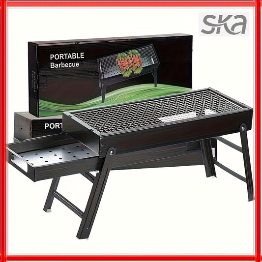 Portable Foldable BBQ Grill with Adjustable Height & Built-in Side Shelf - Heavy-Duty Metal Outdoor Grill for Backyard, Camping, Picnics - Compact Storage Design, Grill Covers for Outside, Durable Spray Paint Finish, for Outdoor Camping, Backyard BBQ