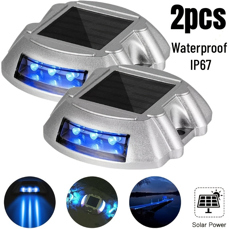 1/2/4pcs Cast Aluminum Solar LED Deck Lights | IP67, Solar Charging, Non-detachable Fixture, Semi Flush Mount for Driveway, Sidewalk, Garden Pathway, Yard - Fdit Brand