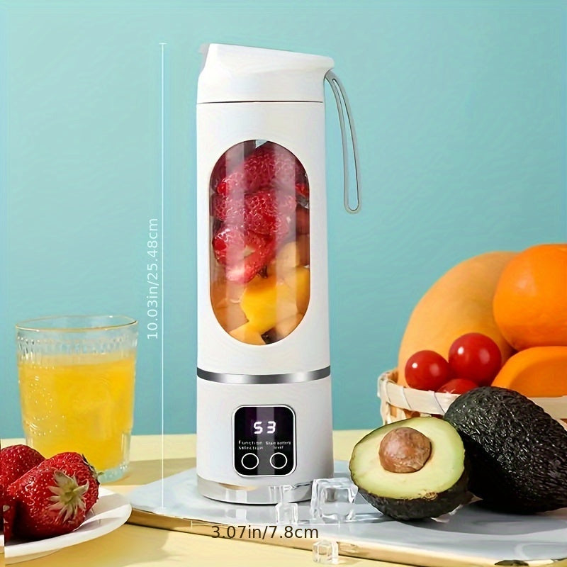Portable USB Blender/Juicer with LED Display/USB Rechargeable/Easy Clean/Perfect for Fruit And Vegetable Drinks/Milkshakes/450Ml Capacity/Perfect Gift for Halloween/Christmas/Holidays And Birthdays