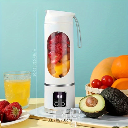 Portable USB Blender/Juicer with LED Display/USB Rechargeable/Easy Clean/Perfect for Fruit And Vegetable Drinks/Milkshakes/450Ml Capacity/Perfect Gift for Halloween/Christmas/Holidays And Birthdays