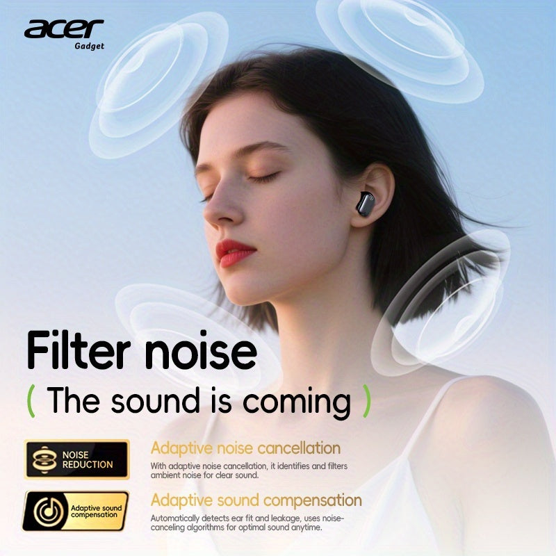 Acer OHR501 Wireless Audio Earbuds, Semi-In-Ear Design Noise Cancelling Headphones, HIFI Sound Quality Music Earphones, Headset for Commute And Fitness, Electronic Product with Touch Control And Voice Call Noise