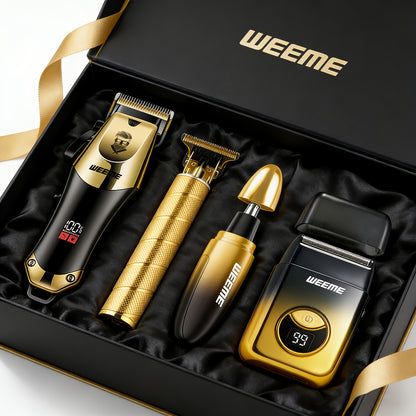 WEEME Men's Electric Digital Display Hair Trimmer, 4pcs/3pcs/1pc, USB Interface Carving Shear Hair Clipper, Perfect Holiday Gift, Thoughtful Gift for Father