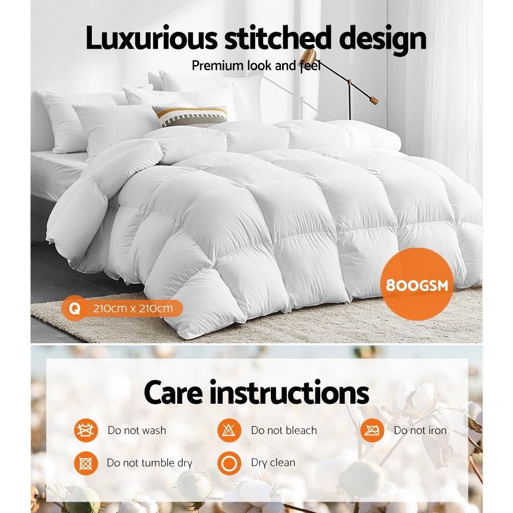 800GSM Goose Feather Quilt – Comfortable Bedroom Doona – alternate product view