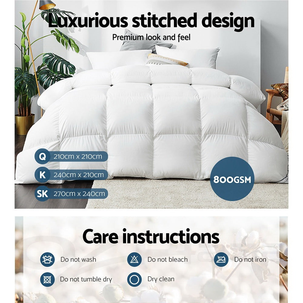 800GSM Goose Feather Quilt – Comfortable Bedroom Doona – additional product view 9