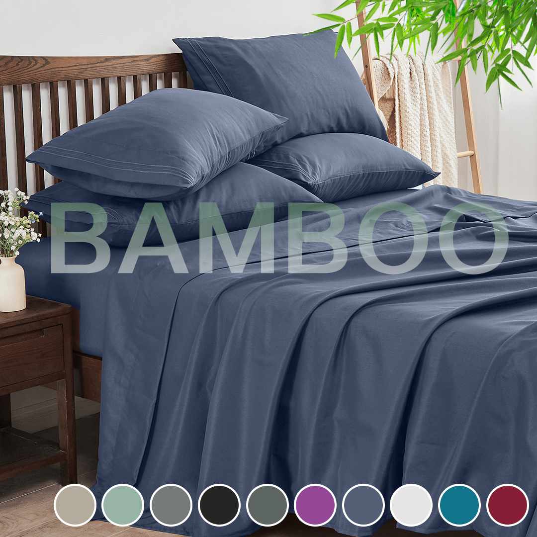 4-Piece Cooling Bamboo Sheet Set – Ultra-Breathable, Moisture-Wicking & Silky Smooth – 40cm Deep Pocket Design – Perfect for Summer Nights, Hot Sleepers, and Guest Bedrooms