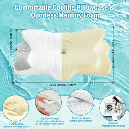 Ergonomic Cervical Pillow - Hypoallergenic, Soft, Orthopedic Neck Support for Side & Back Sleepers, Machine Washable
