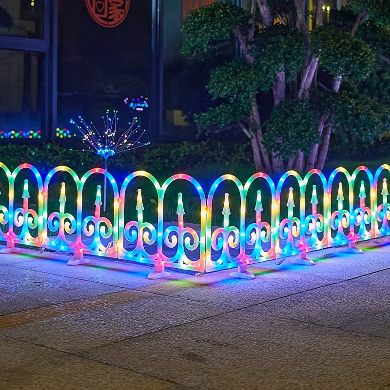 8pack Solar LED Fence Lights - European Style, Valentine'S Day Decoration, Spring Yard Arrangement, 299.72 cm Long, 35.41 cm High - For Yard, Poolside And Lawn Decoration | Ideal For New Year And Christmas Celebrations IP65 Waterproof