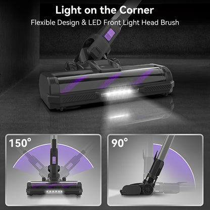 Corded/Cordless Stick Vacuum Cleaner Powerful Suction, Lightweight Upright Handheld Vacuum with Anti-Tangle Brush And LED Headlight for Pet Hair, Carpet, Hardwood Floor And Tile Cleaning, 2-In-1 Home Vacuum for Car, Living Room, Bedroom, Office