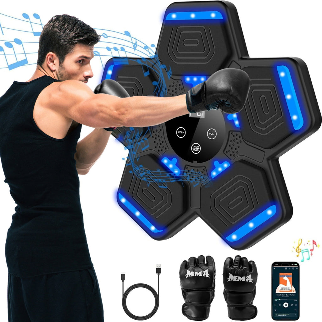 2025 Music Boxing, Smart Wireless Wall Mounted Boxing Machine with Boxing Gloves, Music Boxing Target Workout Punching Equipment for Home