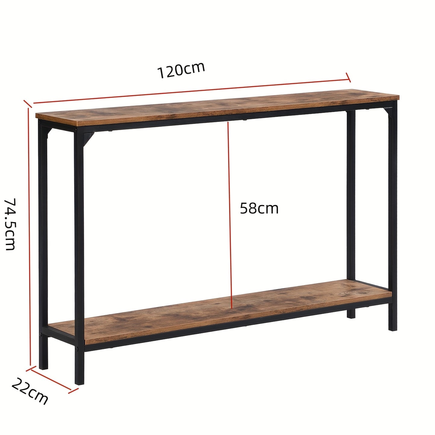 FORESREEN Console Table with Charging Station, 120cm Entryway Table with Shelves, 2-Tier Narrow Sofa Table, Long Behind Couch Table, for Entryway, Foyer, Living Room, Hallway