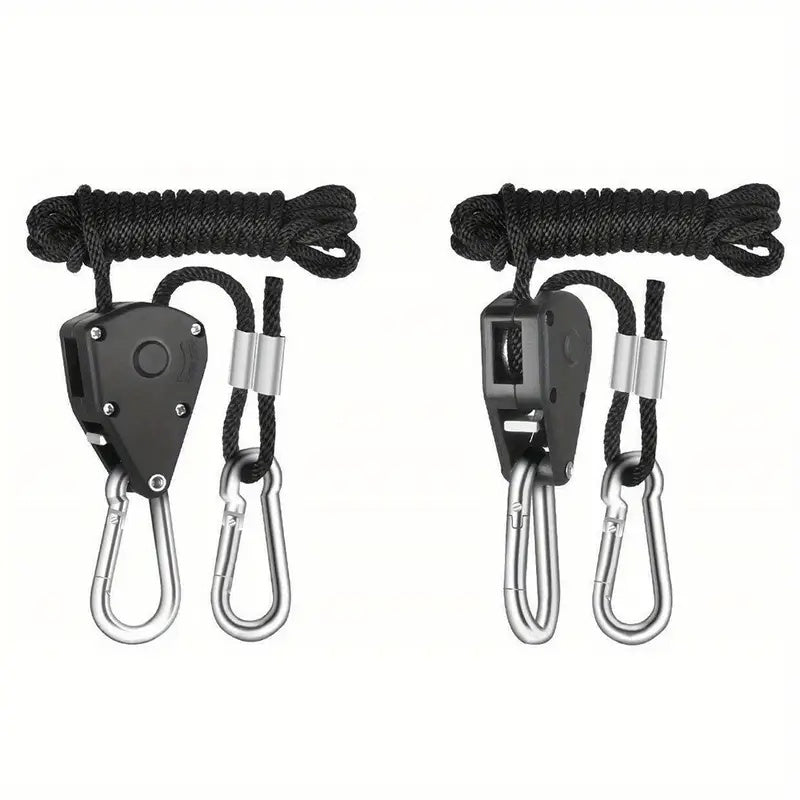 4/8pcs Heavy Duty Adjustable Rope Hanger Pulley Rope Metal Internal Gears for Tent Hanging Sun Shade Tie Strap, Adjustable Grow Light Hangers