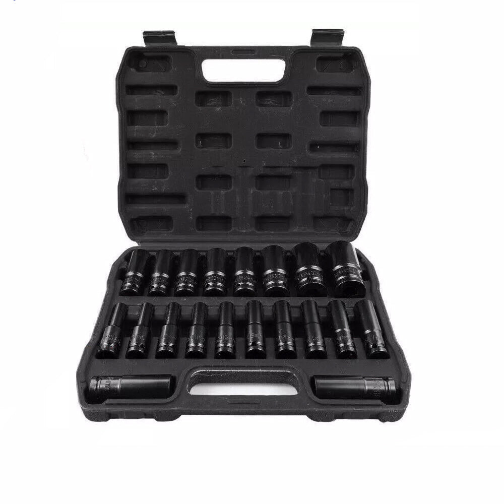 10/12/20/23pcs Deep Metric Impact Socket Set, Heavy-Duty 1/2" Drive Wrench Sockets for Tire Removal, Durable Construction, Pneumatic Tool Compatible for Truck Maintenance - 8Mm to 32Mm