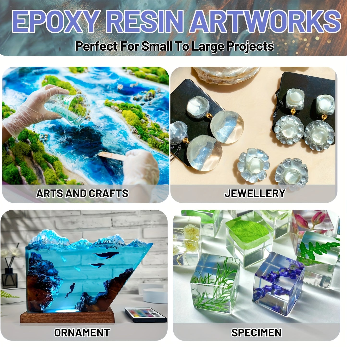 52 Oz (1.5L) Super Clear Epoxy Resin Kit - High Gloss, No Bubble, Fast Cure, Art Resin for Jewelry Making, River Table Tops, Tumblers, Molds, Art Wood Painting - Easy to Use, Low Odor, High Durability, Crystal Clear End