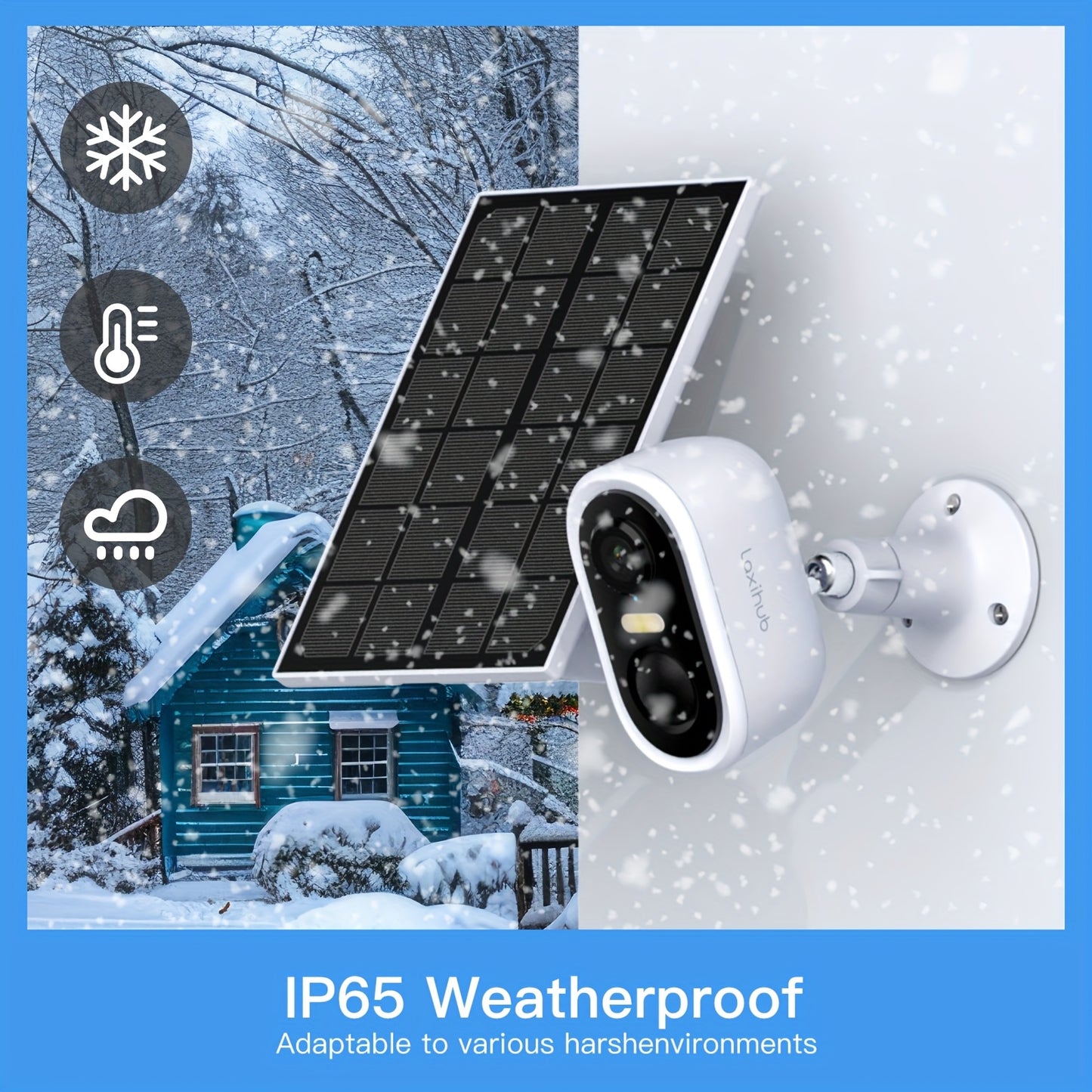 Laxihub 2pcs Solar Battery Security Camera Wireless Outdoor, 3MP Night Vision with Spotlight, Wire-Free Battery Solar Powered, Human Detection, with Solar Panel, PIR Human Detection, 2-Way Talk,, SD Card/Cloud Storage, Security Cameras Wireless