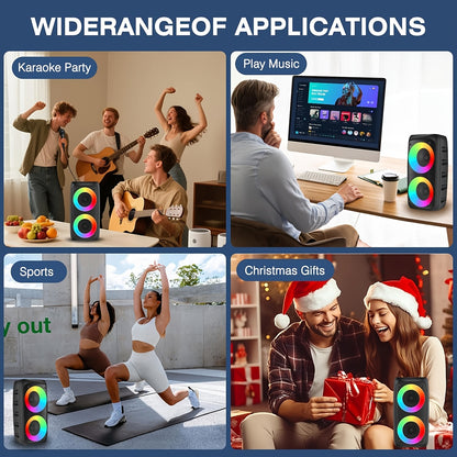 Recently Enhanced 5000W Wireless Speaker with a Wireless Subwoofer, Ideal for Festival Portability. It Features a Built-In Wired Microphone, Seven Lighting Modes, Wireless 5.0, Dual 3-Inch Woofers, a 1200Mah Battery, And TF Card Support