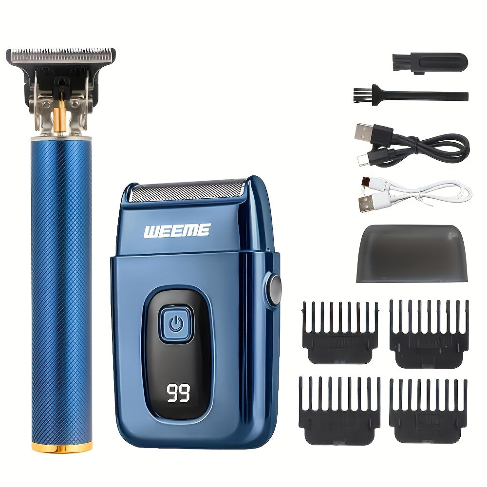 WEEME 4pcs/2pcs Men's Electric Hair Clipper Set, Nose Hair Clipper, Shaver, Professional Grooming Kit for Hair And Beard Care, USB Rechargeable with Lithium Battery, Golden Gradient Design, Ideal Gift for Men.