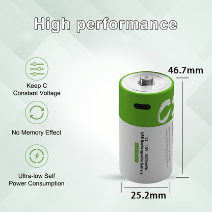 4pcs SMARTOOOLS High-Capacity 5000mWh C Lithium Rechargeable Batteries with Type-C Cable - 3300mAh 1.5V, 1200 Cycle Life, Fast 2.5H Charge, USB-Powered Devices, Smart Power Management, Compatible with Smartphones, Tablets, Laptops, Cameras, Hoverboards, S