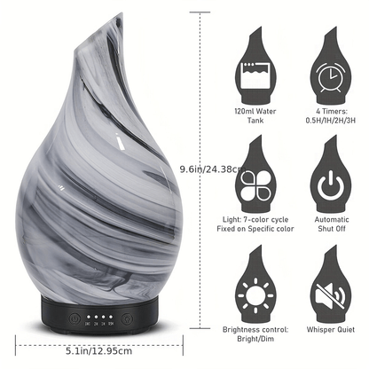 Soundwave Technology Cool Mist Essential Oil Diffuser / 7-Color Night Light & Auto Shut-Off / Aromatherapy Diffuser / 4 Timer Settings / Whisper Quiet Operation / Waterless Shut-Off / Top-Fill for Home, Bedroom, Office