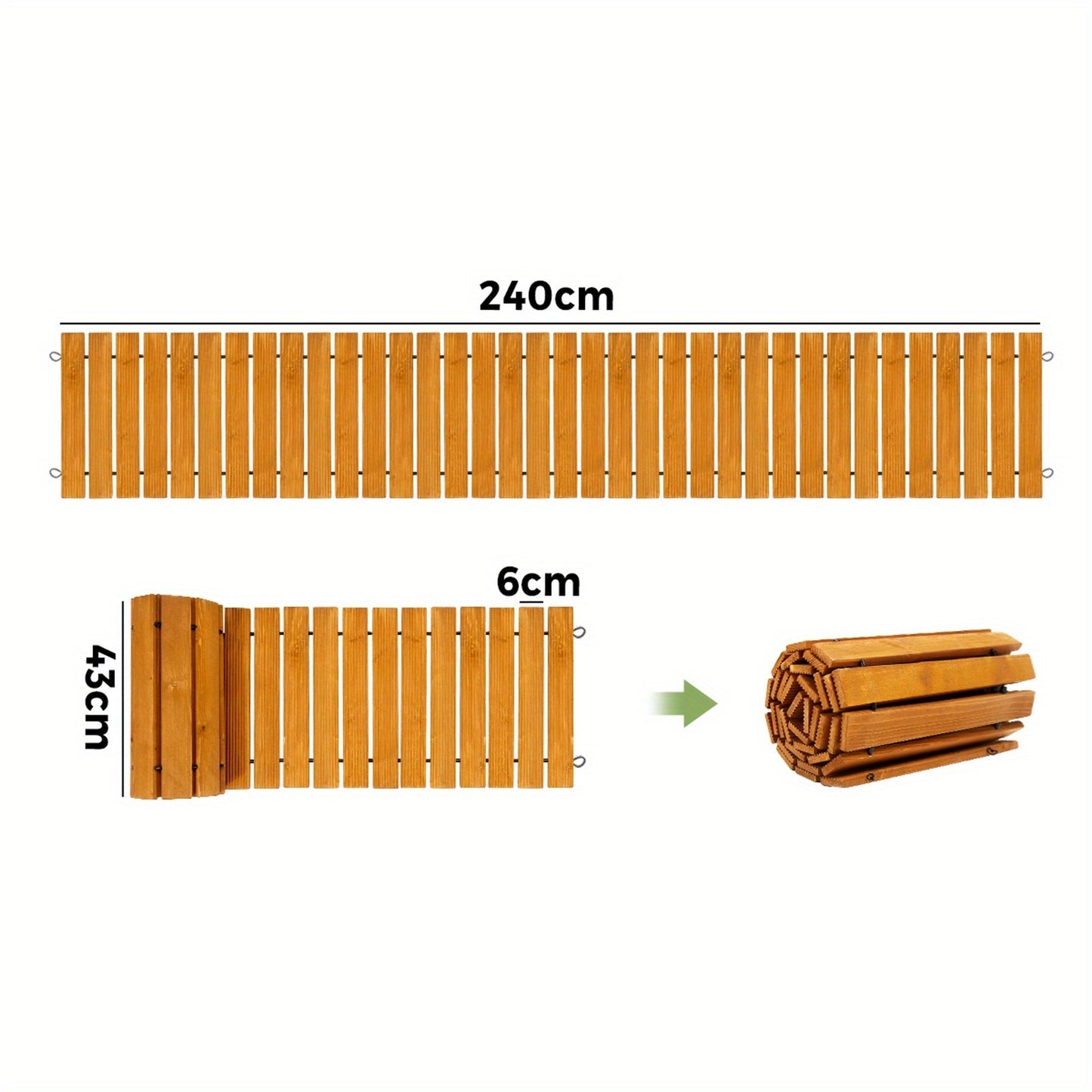 Livsip Garden Wooden Pathway 243.84cm Straight Roll-Out Wood Walkway Outdoor Backyard