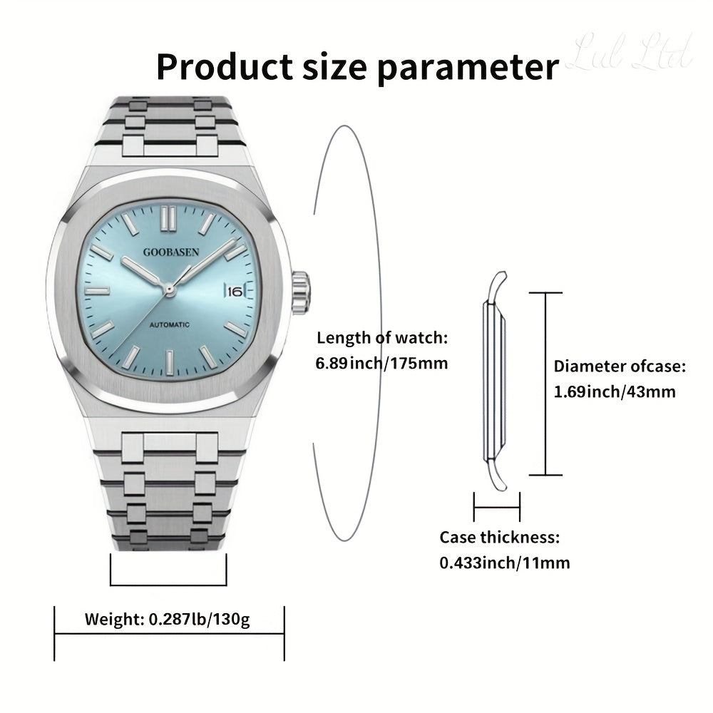 Men's Mechanical Watch - Luxury Chronograph, Faux Sapphire-like Dial, High Quality to 30.0 meter, No Batteries Required - Elegant Metal Bracelet for Formal Settings, Business, Daily Wear - Ideal Gift for Christmas, Valentine's Day