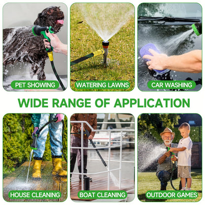 Garden Water Hose 30.48 Meters, Non-Expandable Ultra Lightweight Soft Water Hose, with 10 Modes of Nozzles, Anti-Twist, Leak-Proof, 3750D High-Density Fabric And Shut-Off Valve, Water Hose with 7.62 Meters/15.24 Meters/30.48 Meters/45.72 Meters