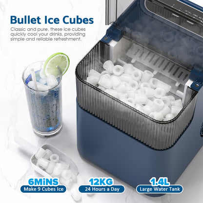 Advwin Countertop Ice Maker Machine, Portable Bullet Ice Maker with Self Cleaning, 7 Ice Cubes in 6-8 Mins, 2 Ice Sizes, Ice Machine for Home Kitchen Office Bar