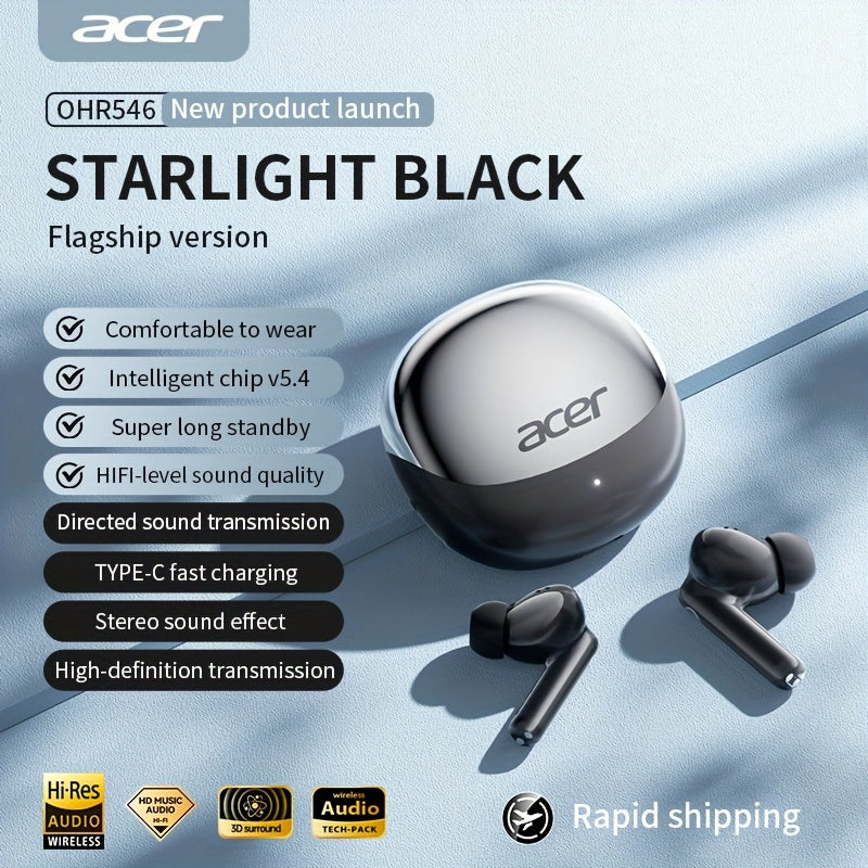 [Acer Official Authentic] In-Ear Design | TWS Wireless Headset | Stereo | Heavy Bass | Low Latency | Comfortable Wearing (Study/Business/Sports/Running/Fitness) | Portable Design | Multi-Device Compatible (Mobile Phone/Tablet/Laptop) | Recommended f