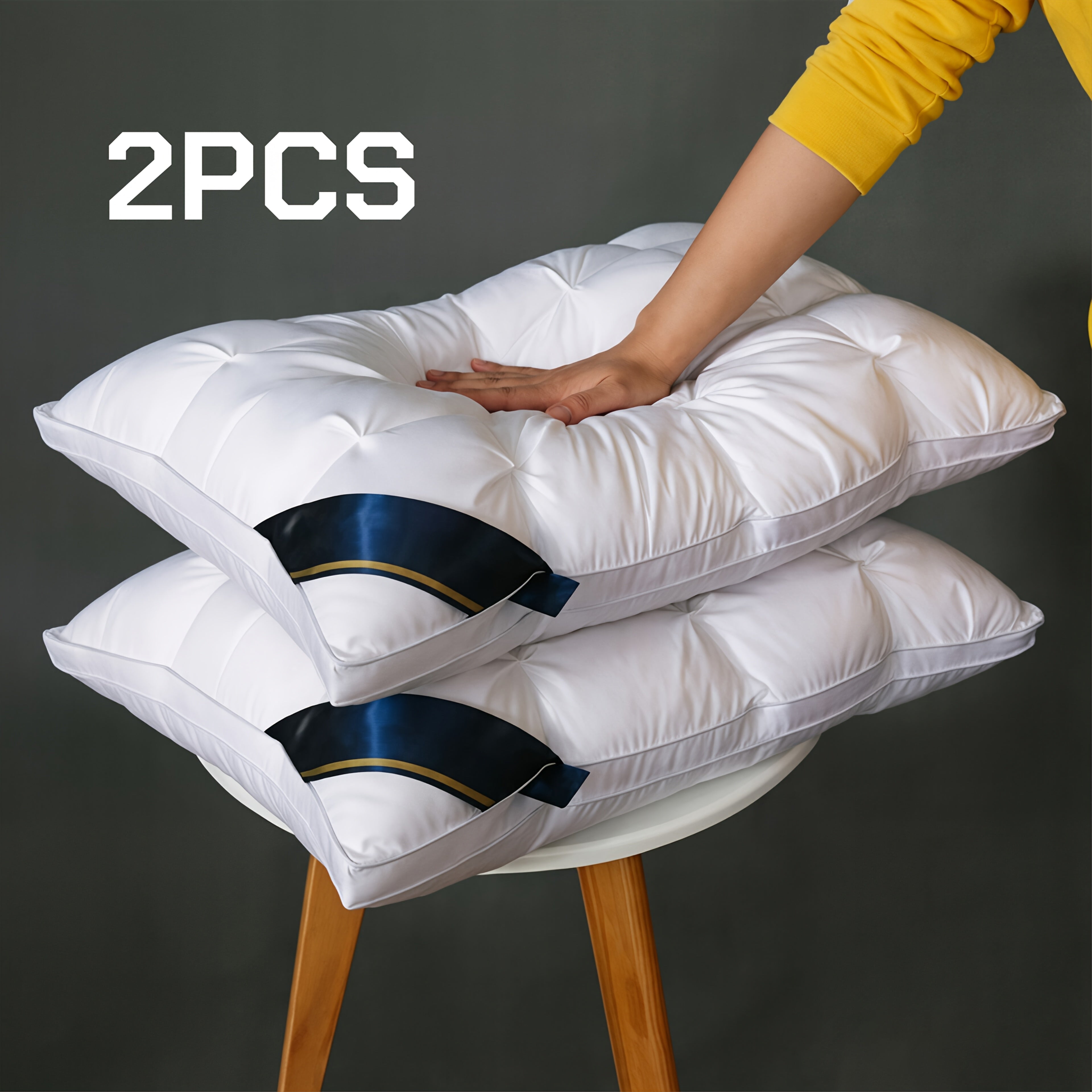 Pack Of 2 Luxurious Five-Star Bed Pillows, Hotel Quality Neck Support Pillow, Moisture Wicking And Breathable Home Bedding Pillows, Relaxing Sleep, Ideal for Insomniacs, Using for Home & RV Bedrooms, White