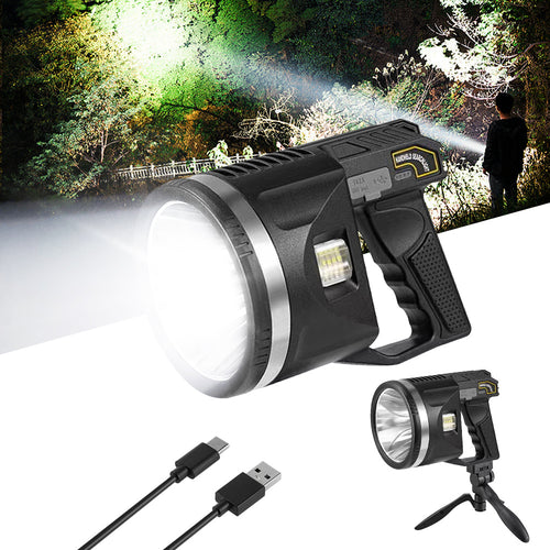 1000LUMEN Flashlight Rechargeable Spotlight Flashlight with Tripod, Outdoor Handheld Spotlight Searchlight Flashlight for Boating, Fishing, Camping, Hunting Accessories