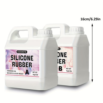 2kg/4.4lb Liquid Silicone Mold Making Kit with 10A Hardness - Flexible & DIY Molds, 1:1 Mix Ratio for 3D Resin, Candle & Soap Crafting - for Formulations, Demolding (for Beginners & Professionals) -