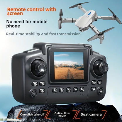 2025 Drone Featuring Remote Control And Integrated HD Display - No Smartphone Required, Real-Time Stability, Quick Transmission, One-Touch Takeoff, Optical Flow Hovering, Dual Cameras, USB Rechargeable, Ideal for Novices, Outdoor Activities