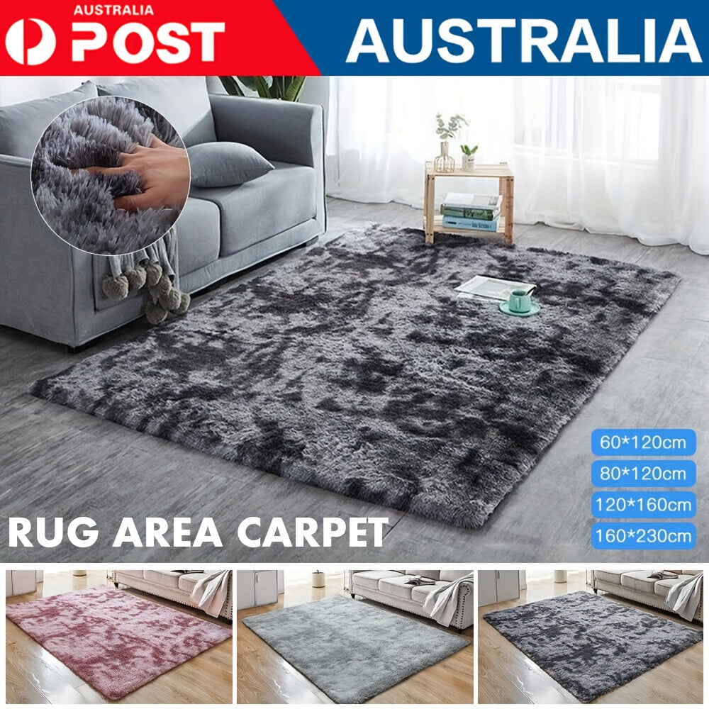Soft Area Mat for Bedroom 200*300cm Fluffy Mat for Living Room Playroom Room Classroom Fuzzy Plush Mat Room Decor Tie-Dyed Dark Grey & Tie-Dyed Light Gray