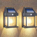 2pcs Solar-Powered Motion Sensor LED Outdoor Wall Lights with 3 Lighting Modes, Auto On/Off, Durable Plastic Construction & Lithium Battery - Solar Charged Security Lighting for Porch, Garden, Yard, Deck, Fence - Easy Semi-Recessed Installation